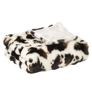BLANKET COW PATTERN POLYESTER WHITE/DARK BROWN