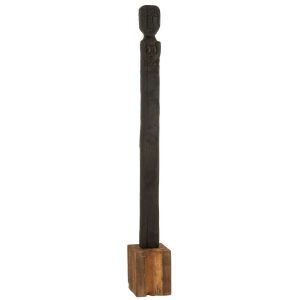 STATUE KURU RECYCLED WOOD BLACK/NATURAL