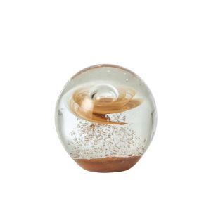 PAPERWEIGHT SWIRL BALL GLASS BRONZE MEDIUM