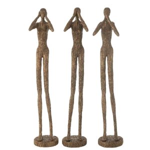 FIGURE SEE/HEAR/SPEAK RESIN BROWN/GOLD ASSORTMENT OF 3