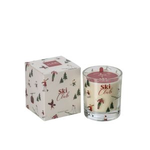 SCENTED CANDLE SKI CLUB WAX WHITE/CHRISTMAS RED SMALL