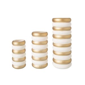 SET OF 3 VASE PORCELAIN GOLD/WHITE