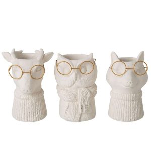 FLOWERPOT CEMENT LIGHT BEIGE/GOLD ASSORTMENT OF 3