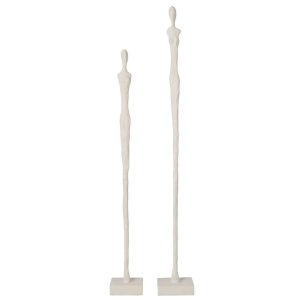 SET OF 2 PERSON ON BASE ABSTRACT POLYRESIN WHITE