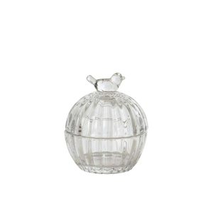 JAR DECORATIVE BIRD GLASS TRANSPARENT
