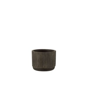 FLOWERPOT LINE CERAMIC BLACK/BROWN SMALL
