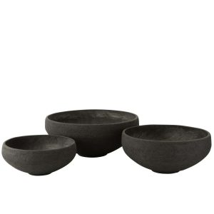 SET OF 3 DISH FIBER CLAY BLACK