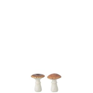 MUSHROOM PORCELAIN WHITE/BROWN SMALL ASSORTMENT OF 2
