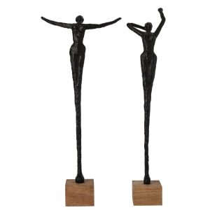 LADY ON BASE POSE POLYRESIN NATURAL/BLACK ASSORTMENT OF 2