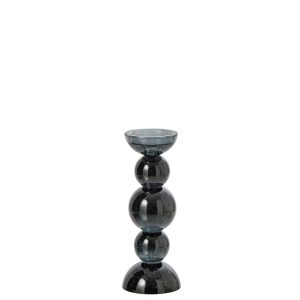 CANDLE HOLDER GLASS PETROL SMALL
