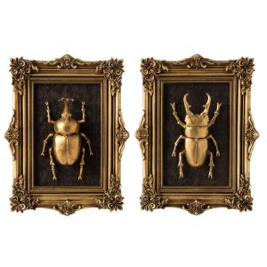 WALL OBJECT INSECT POLYRESIN GOLD ASSORTMENT OF 2