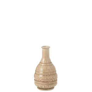 VASE CARVED PORCELAIN BEIGE