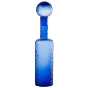 BOTTLE DECORATIVE RELIEF GLASS BLUE LARGE