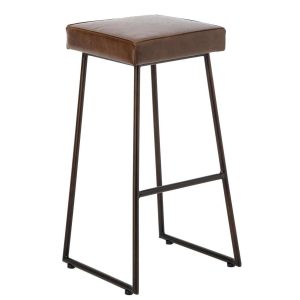 BAR STOOL LEATHER BROWN