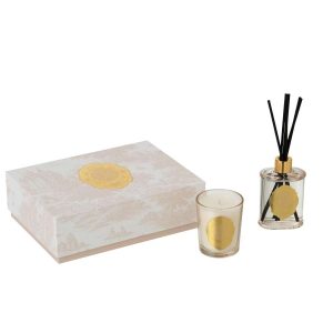 SCENTED CANDLE DIFFUSER + ECLAT ROYAL WAX LIGHT BEIGE/GOLD