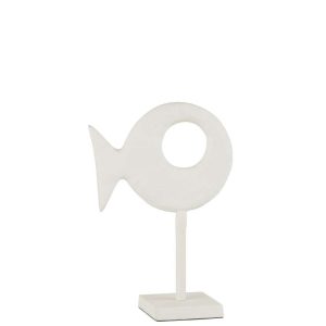 FIGURE FISH ON FOOT ALUMINIUM WHITE SMALL