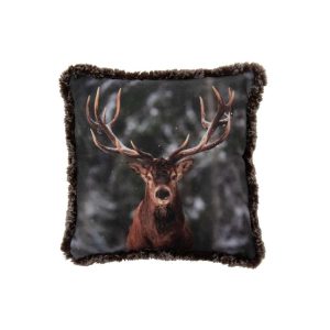 CUSHION REINDEER POLYESTER BROWN