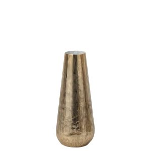 VASE STRIPED ALUMINIUM GOLD/WHITE SMALL