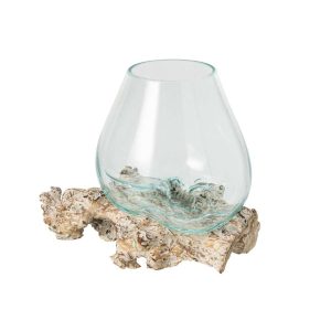 VASE ON BASE GLASS OFF-WHITE/TRANSPARENT MEDIUM
