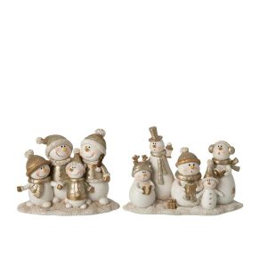 SNOWMAN SINGING STONE WHITE/GOLD ASSORTMENT OF 2