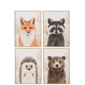 WALL DECORATION WILD CANVAS MULTI ASSORTMENT OF 4