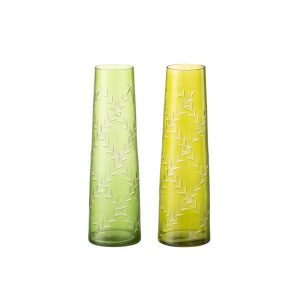VASE LEAVES GLASS GREEN LARGE ASSORTMENT OF 2