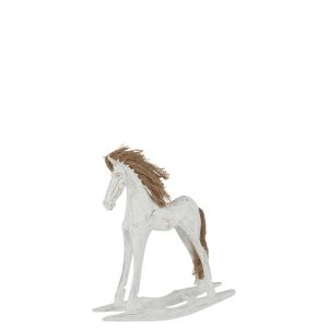 ROCKING HORSE ALBASIA WOOD WHITE SMALL