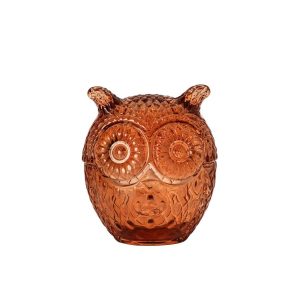 JAR DECORATIVE OWL GLASS BROWN