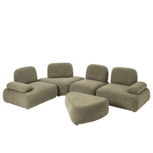 SET OF 5 MODULAR SOFA OLIVIA PLYWOOD/FABRIC GREEN