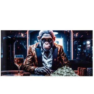 WALL DECORATION MONKEY + MONEY GLASS MULTI