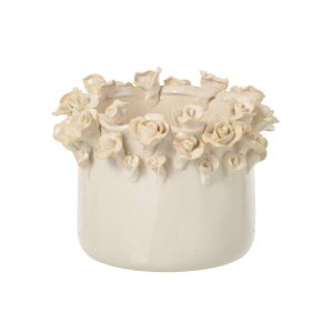 FLOWERPOT ROSES CERAMIC ECRU LARGE