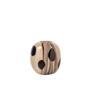 VASE GLASS BEIGE/BLACK SMALL