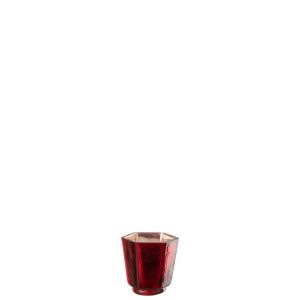 TEALIGHT HOLDER HEPTAGONE GLASS RED