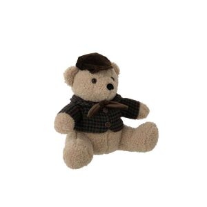 DOORSTOP BEAR CHECKERED POLYESTER BEIGE/DARK BLUE
