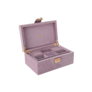 JEWELLERY BOX STORAGE COMPARTMENTS VELVET LILAC