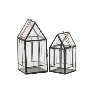 SET OF 2 HOUSE METAL BLACK