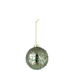 CHRISTMAS BAUBLE BEADS GLASS MINT GREEN