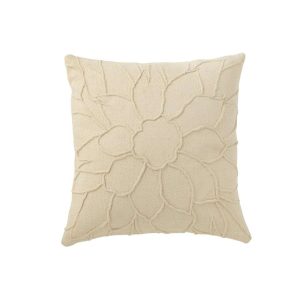 CUSHION FLOWER TEXTILE WHITE