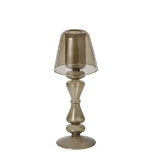 TEALIGHT HOLDER VINTAGE GLASS OLIVE SMALL