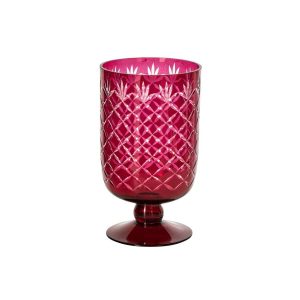 CANDLE HOLDER GLASS DARK PINK
