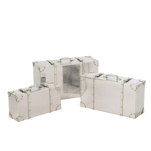 SET OF 3 BOX SHINY MDF SILVER