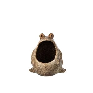 FLOWERPOT FROG STONEWARE BEIGE SMALL