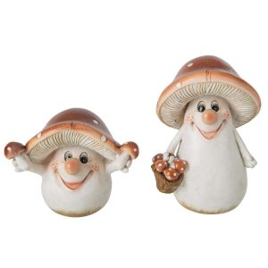 MUSHROOM POLYRESIN BROWN/WHITE LARGE ASSORTMENT OF 2