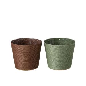 FLOWERPOT PAPER DARK GREEN/DARK BROWN LARGE ASSORTMENT OF 2