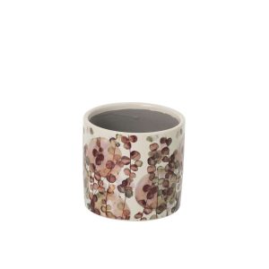 FLOWERPOT CERAMIC DARK RED/WHITE SMALL