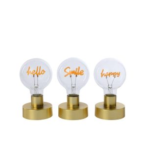 TABLE LAMP HELLO SMILE HAPPY GLASS GOLD ASSORTMENT OF 3