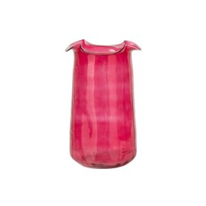 VASE WAVY CYLINDER GLASS FUCHSIA LARGE