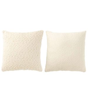 CUSHION SQUARE LOOSE/TIGHT WEAVING COTTON CREAM ASSORTMENT OF 2
