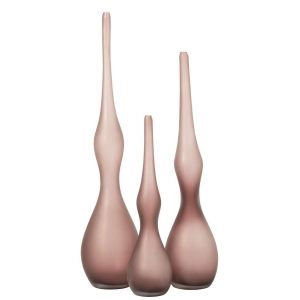 SET OF 3 VASE GLASS BURGUNDY