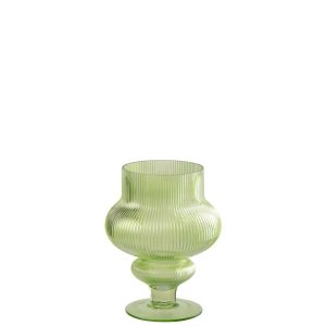 VASE ADA RIBBED GLASS GREEN SMALL